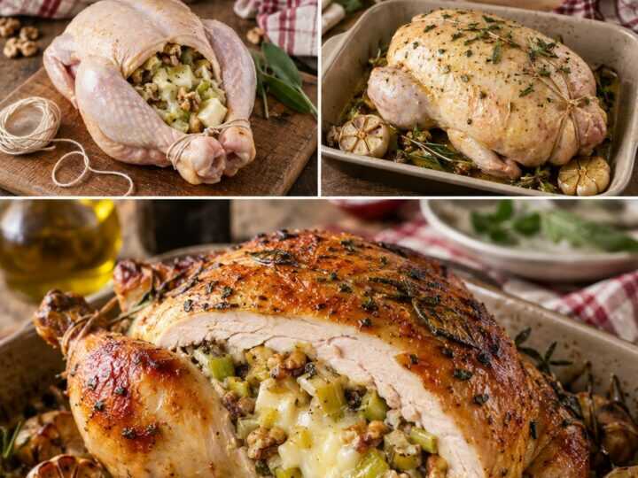 Pollo Ripieno di Porri, Taleggio e Noci al Forno – Lombardia