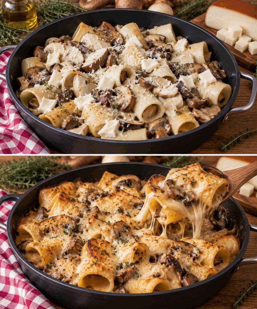 Paccheri con Funghi Porcini, Provola Affumicata e Timo – Campania