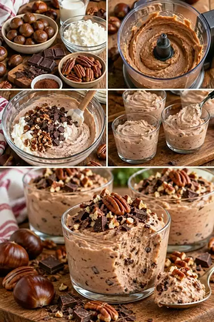 Crema al Cucchiaio di Castagne con Ricotta, Cioccolato Fondente e Noci Pecan