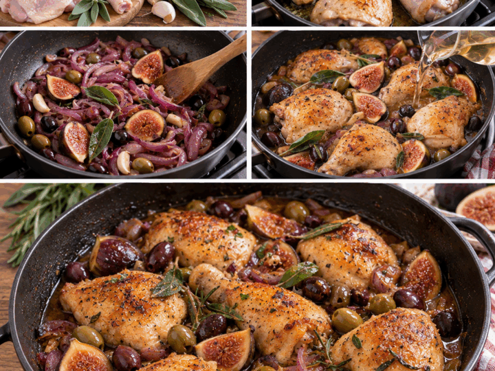 Pollo in Tegame con Fichi, Olive e Vino Bianco – Umbria