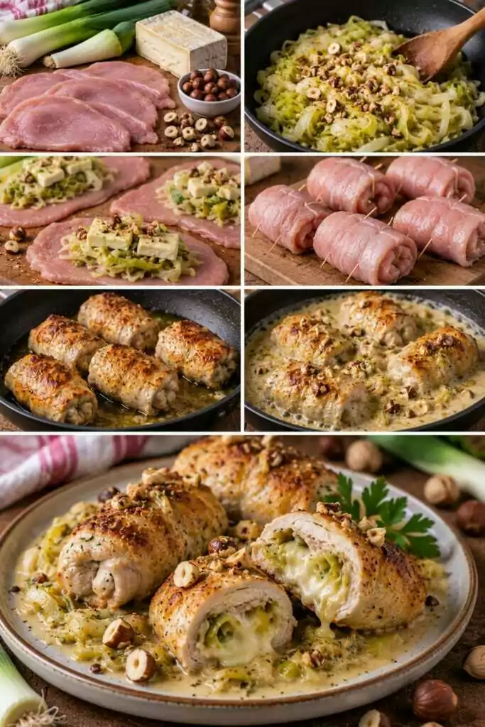 Involtini di Tacchino con Porri, Taleggio e Nocciole – Lombardia
