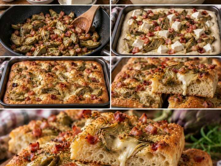 Focaccia Soffice ai Carciofi con Stracchino e Pancetta Croccante – Lazio