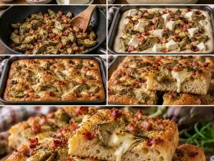 Focaccia Soffice ai Carciofi con Stracchino e Pancetta Croccante – Lazio