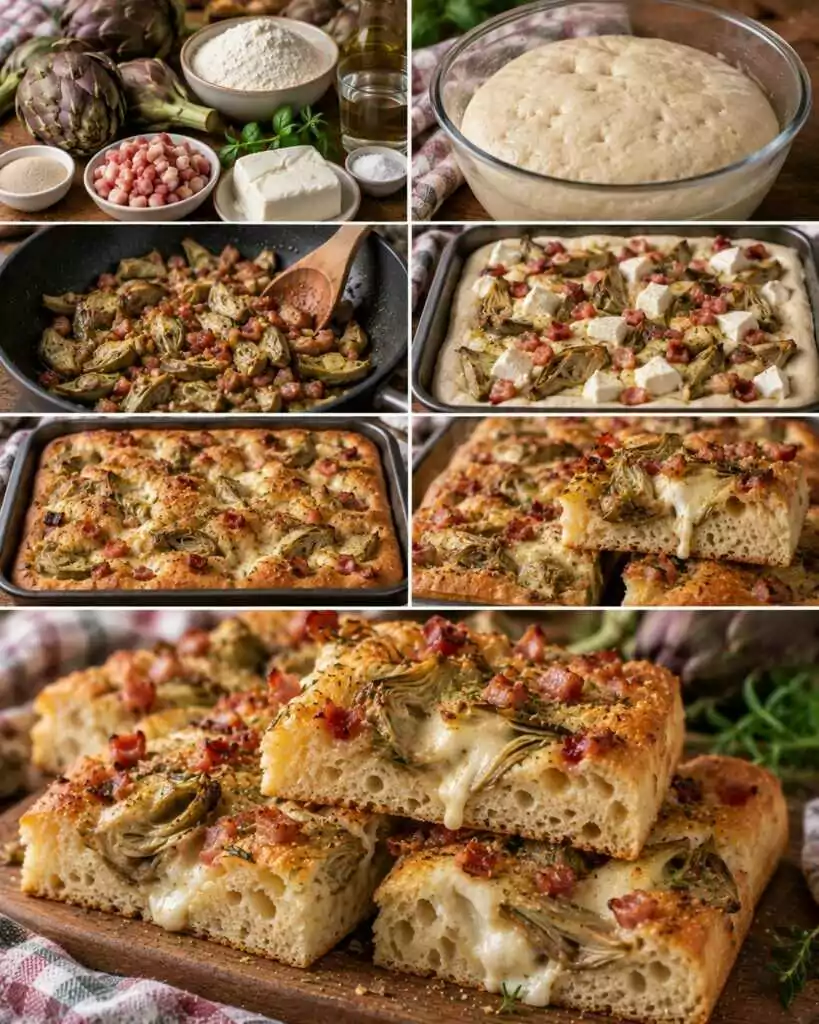 Focaccia Soffice ai Carciofi con Stracchino e Pancetta Croccante – Lazio
