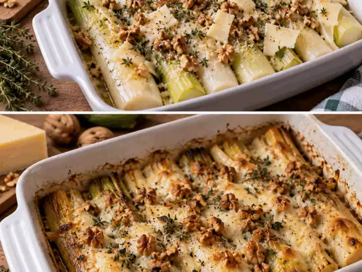 Porri Brasati con Asiago, Noci e Timo – Veneto