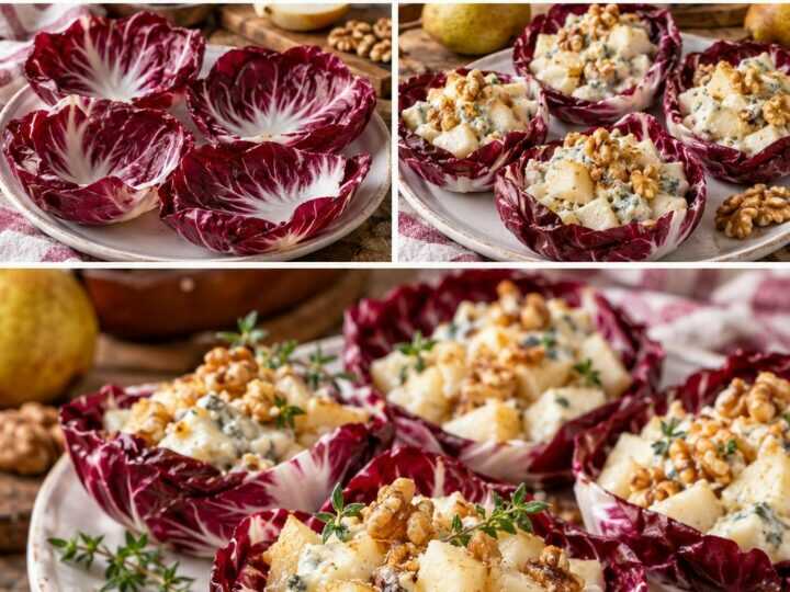 Cestini Freddi di Radicchio con Gorgonzola Dolce, Pere e Noci
