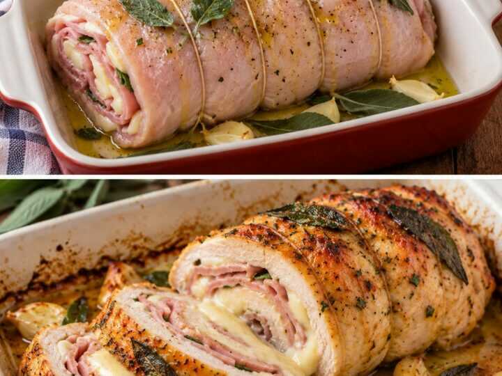 Pollo Arrotolato con Mortadella, Scamorza e Salvia