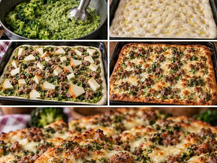 Pizza in Teglia con Crema di Broccoli, Salsiccia e Scamorza Affumicata – Campania
