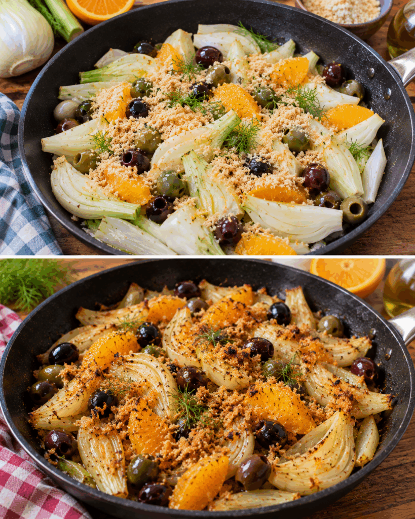 Finocchi in Padella con Olive, Arancia e Pangrattato – Sicilia