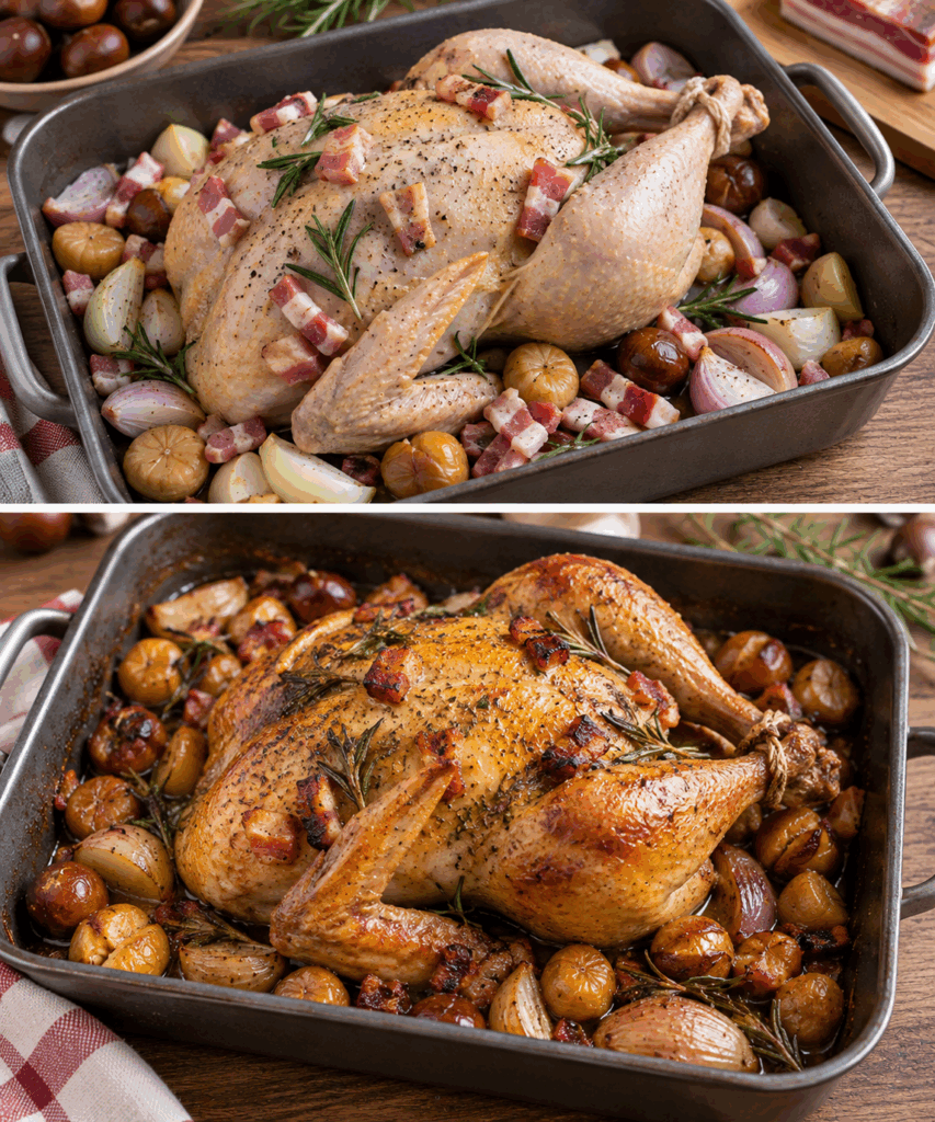 Faraona Arrosto con Castagne, Pancetta e Rosmarino – Umbria