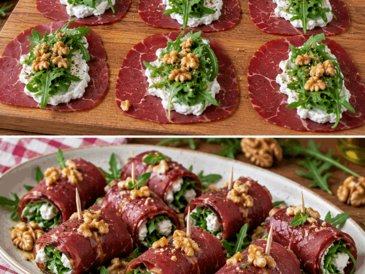 Involtini Freddi di Bresaola con Caprino, Rucola e Noci – Lombardia