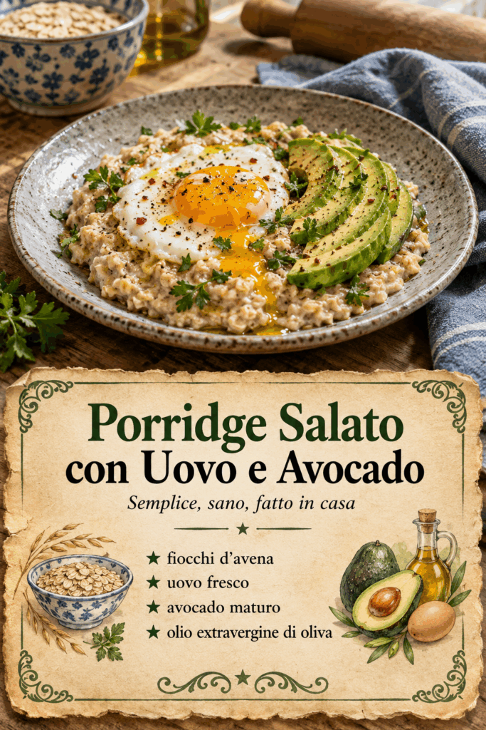 Porridge Salato con Uovo e Avocado