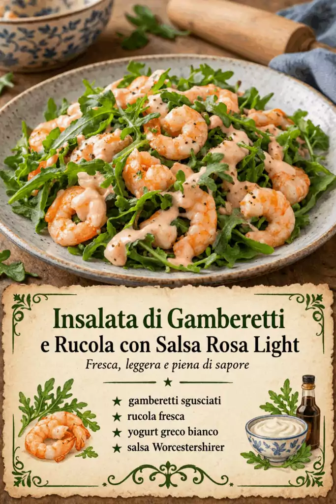 Insalata di Gamberetti e Rucola con Salsa Rosa Light