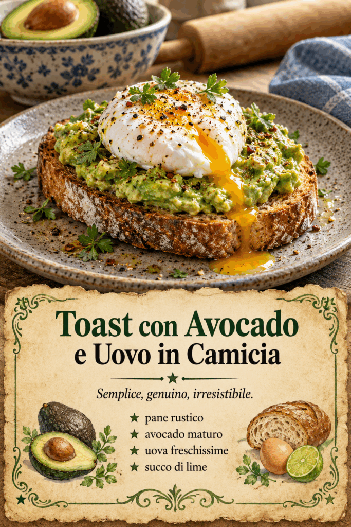 Toast con Avocado e Uovo in Camicia
