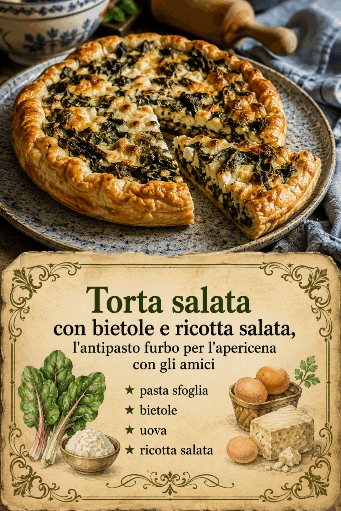 Torta salata con bietole e ricotta salata, l’antipasto furbo per l’apericena con gli amici