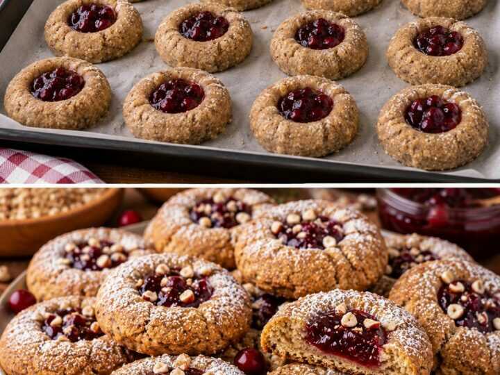 Biscotti al Grano Saraceno con Cuore di Confettura di Mirtilli Rossi