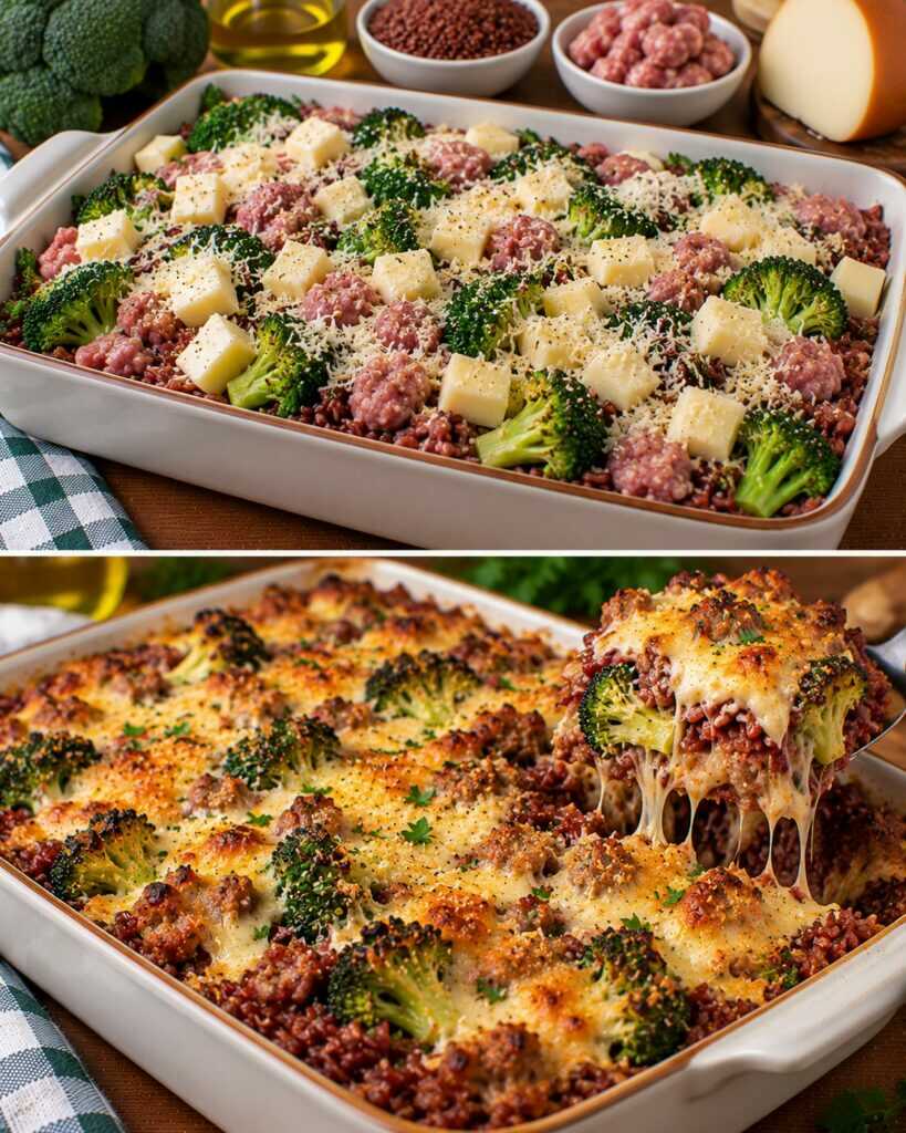 Riso Rosso Gratinato con Broccoli, Salsiccia e Scamorza Affumicata