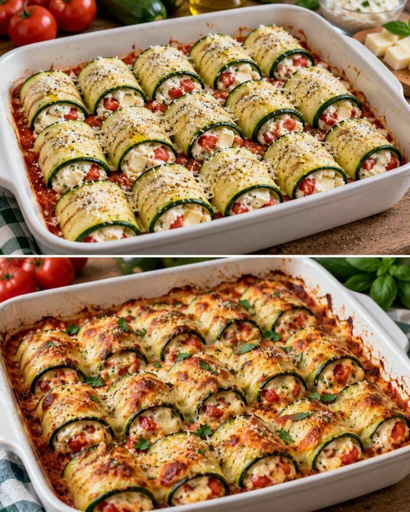 Zucchine Arrotolate al Forno con Ricotta, Pomodoro e Provola
