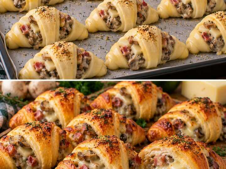 🥐 Mini Croissant Salati con Crema di Funghi, Speck e Provolone