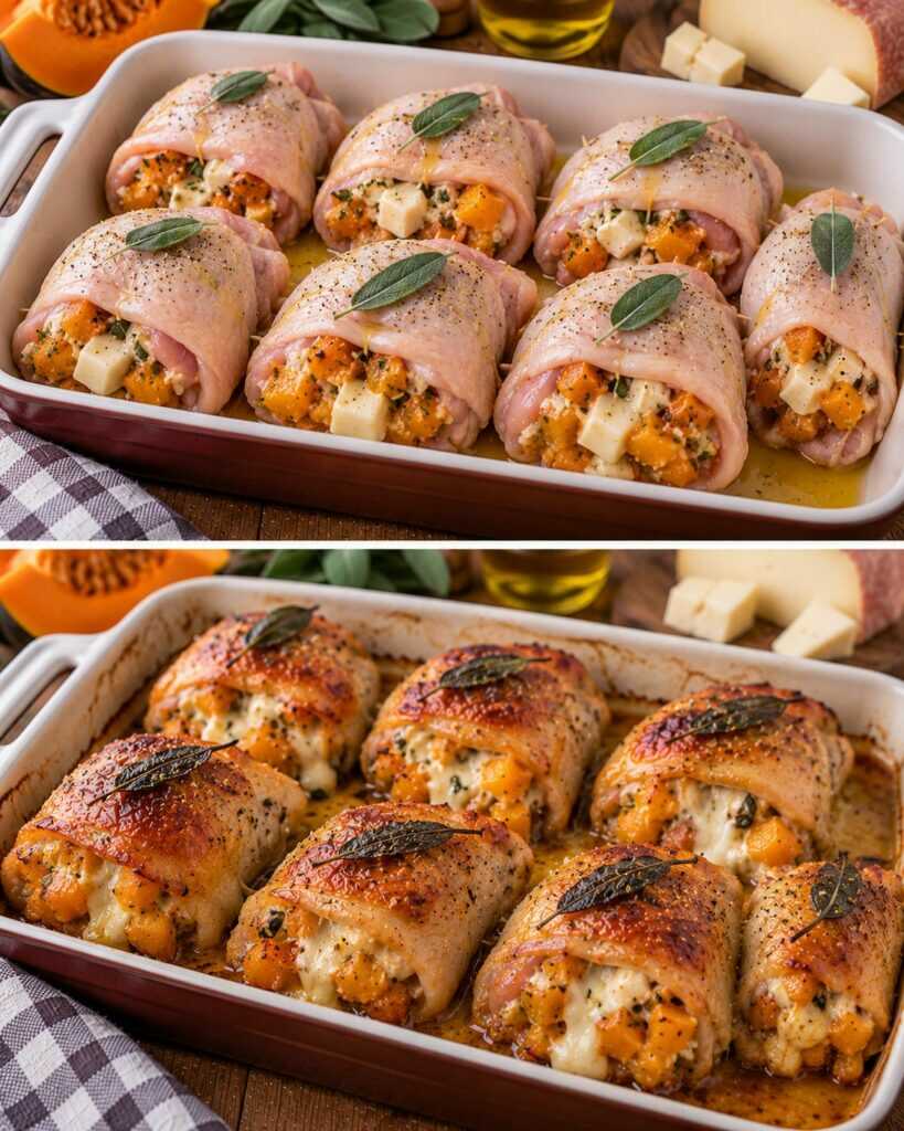 Sovracosce di Pollo Ripiene di Zucca, Provola e Salvia