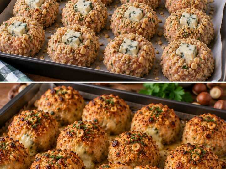 Polpette di Pollo con Cuore di Gorgonzola e Crosta di Nocciole