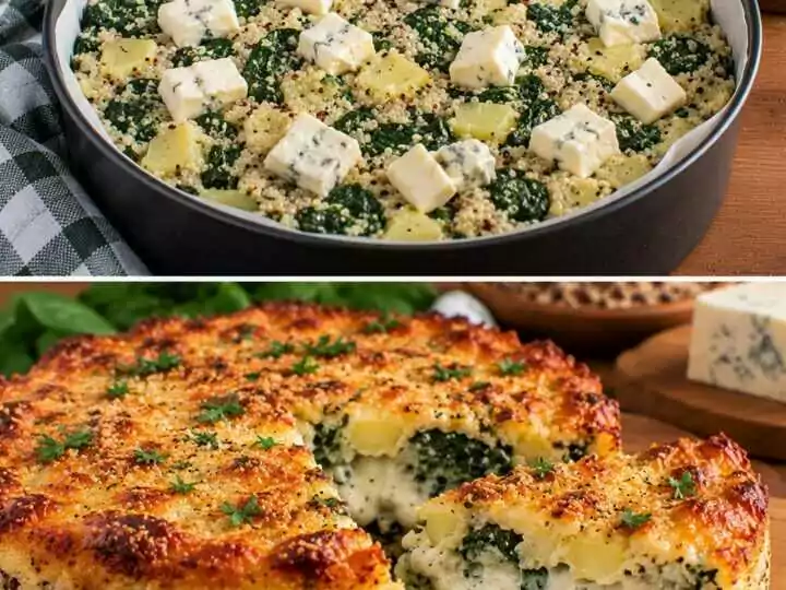 Sformato di Quinoa con Patate, Spinaci e Cuore di Gorgonzola Dolce