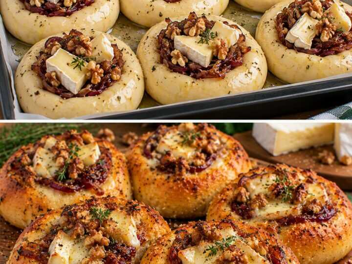 Focaccia a Nido con Cipolle Caramellate, Brie e Noci