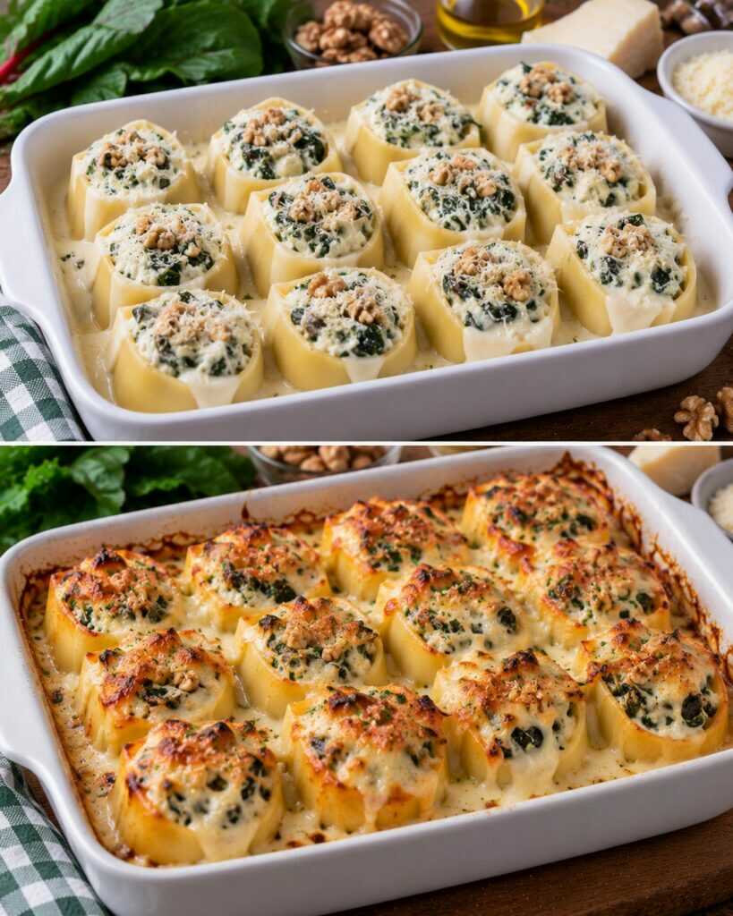🧀 Paccheri Ripieni di Ricotta, Bietole e Noci con Besciamella al Pecorino
