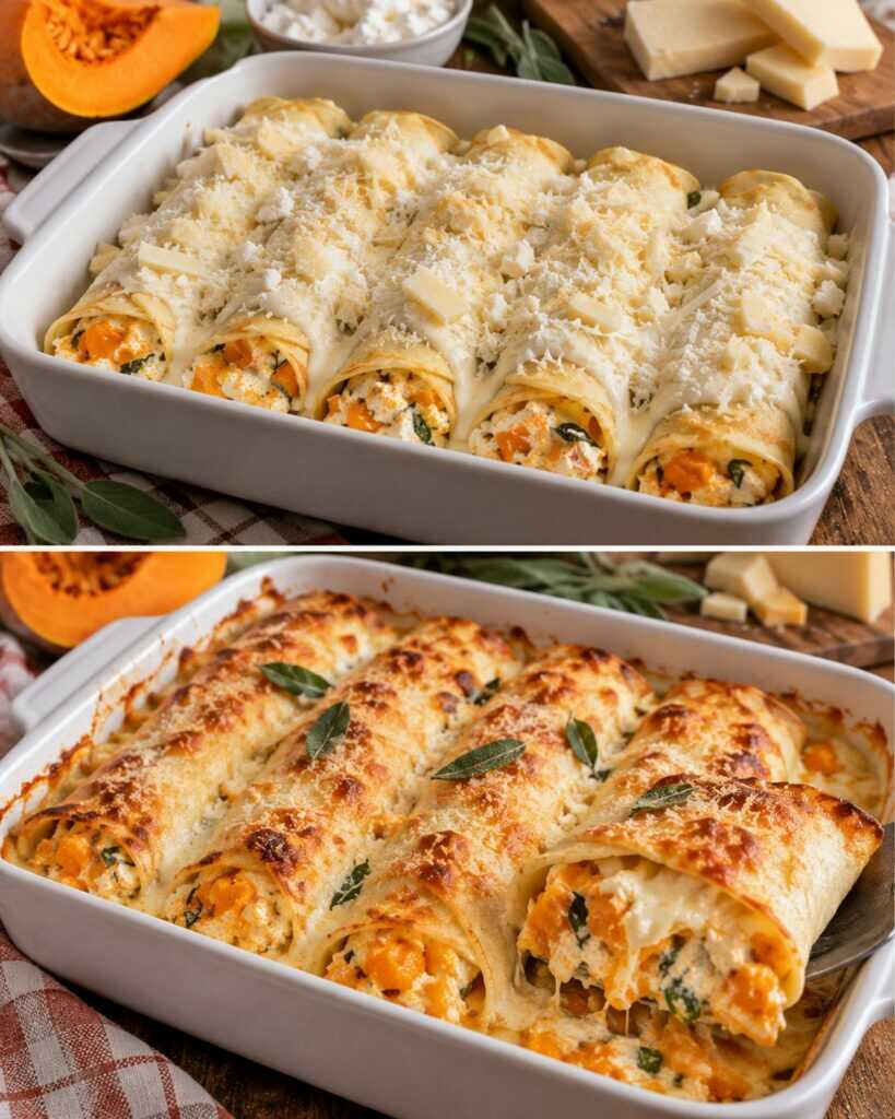 Crespelle Gratinate con Zucca, Ricotta e Scamorza Affumicata