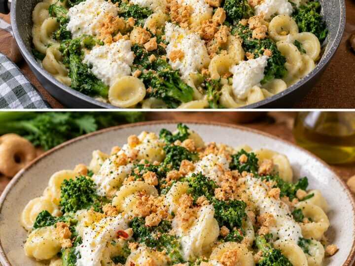 🍝 Orecchiette Cremose con Cime di Rapa, Burrata e Taralli Croccanti
