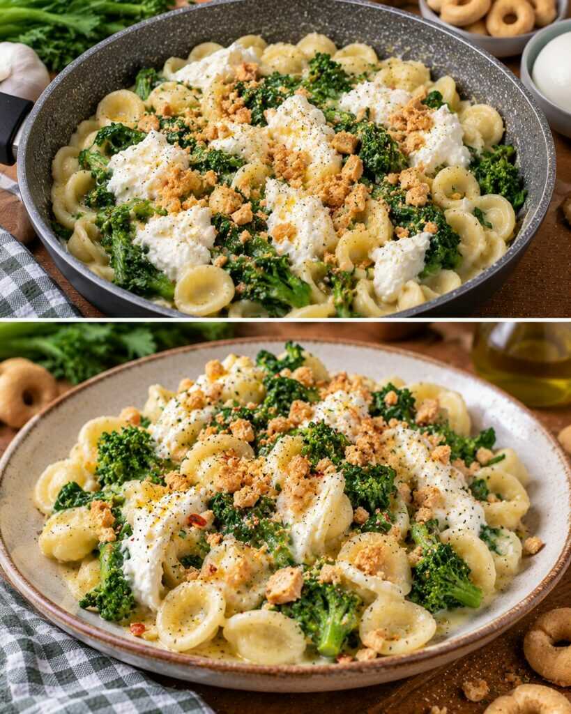 🍝 Orecchiette Cremose con Cime di Rapa, Burrata e Taralli Croccanti