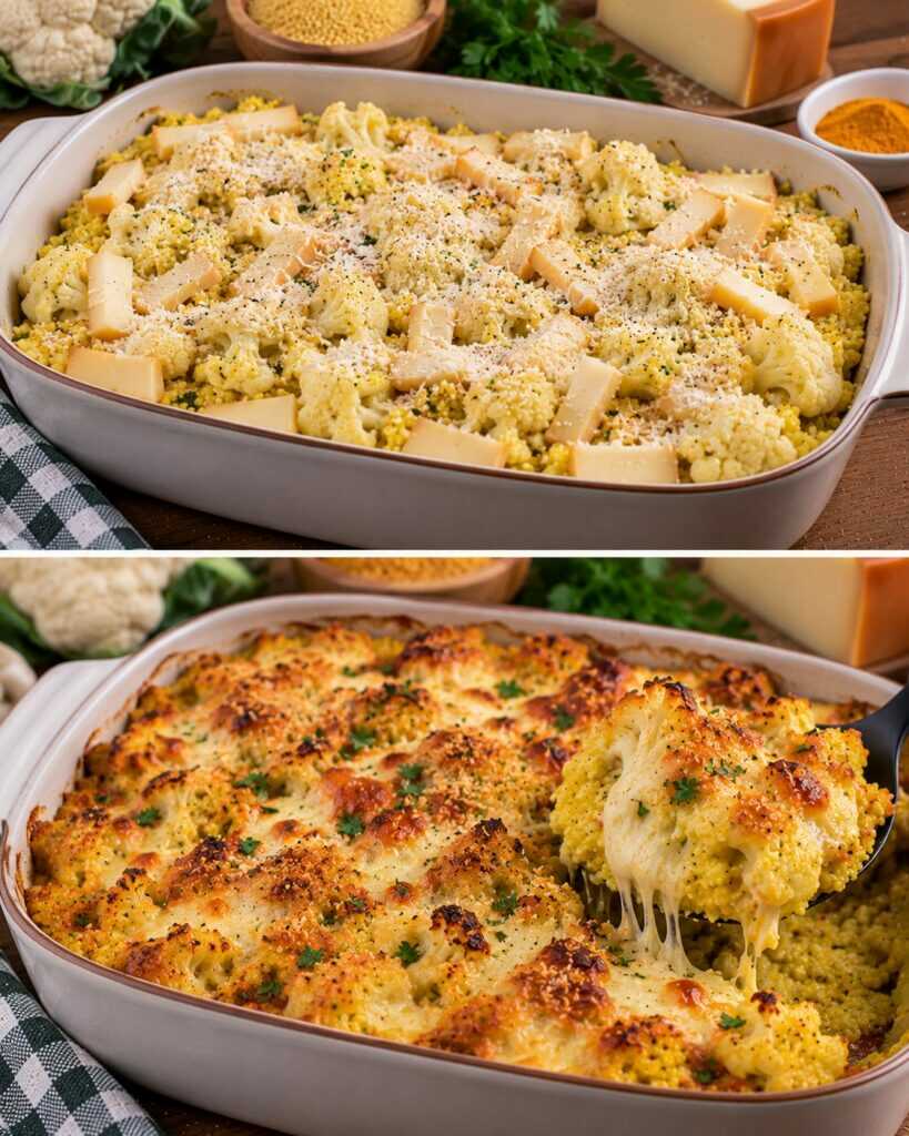 Miglio Gratinato con Cavolfiore, Curcuma e Scamorza Affumicata