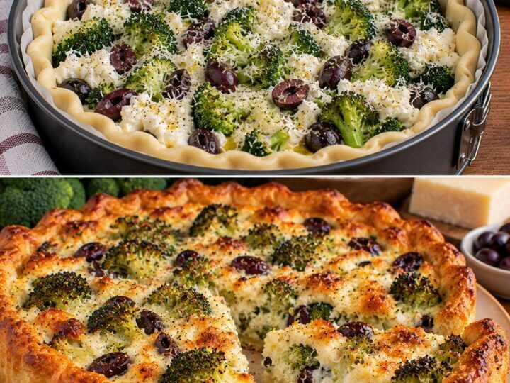 Torta Rustica con Broccoli, Ricotta di Pecora e Olive Nere
