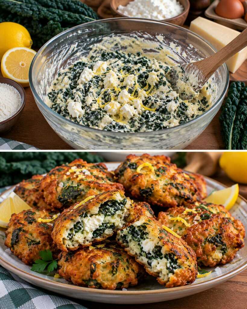 Frittelle Croccanti di Cavolo Nero con Ricotta di Pecora e Limone