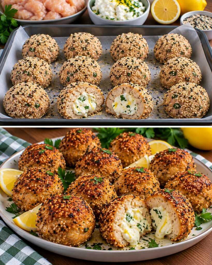 🍗 Polpette di Pollo con Cuore di Ricotta al Limone e Crosta di Sesamo 🍋