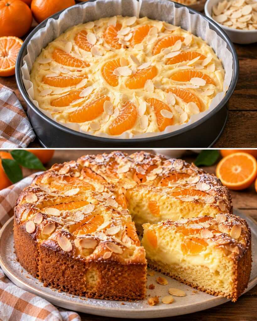 Torta Nua al Mandarino con Crema Pasticcera e Mandorle