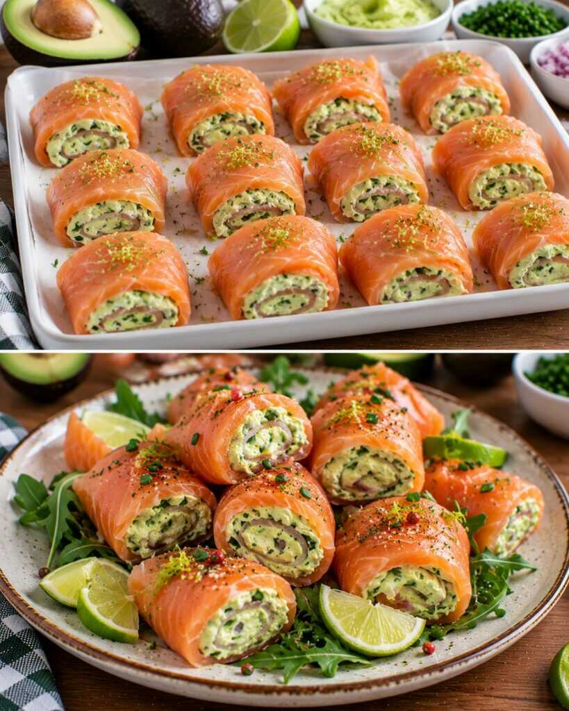 Involtini di Salmone Affumicato con Crema di Avocado e Lime