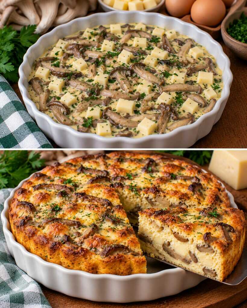 Sformato di Uova con Funghi Pleurotus, Fontina e Prezzemolo