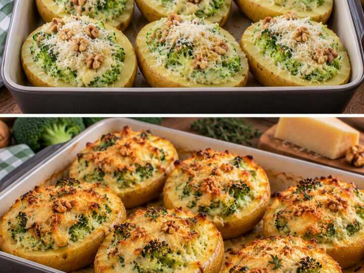 🥔 Patate Ripiene di Crema di Broccoli, Pecorino e Noci 🧀🥦