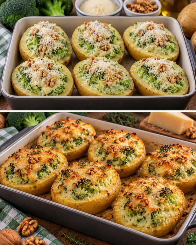 🥔 Patate Ripiene di Crema di Broccoli, Pecorino e Noci 🧀🥦