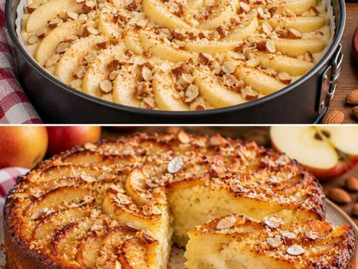 Torta Cremosa alle Mele con Ricotta, Vaniglia e Mandorle Croccanti