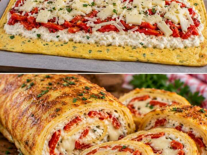 Frittata a Rotolo con Crema di Peperoni, Ricotta e Scamorza