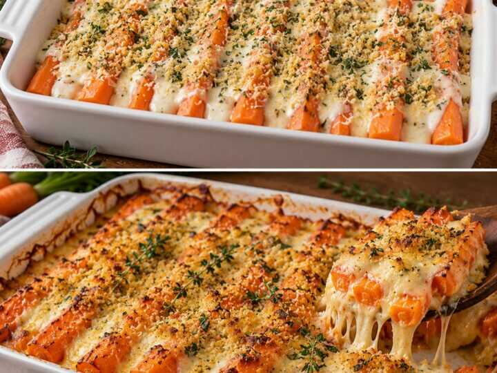 Carote Gratinate con Fonduta di Taleggio e Pangrattato alle Erbe