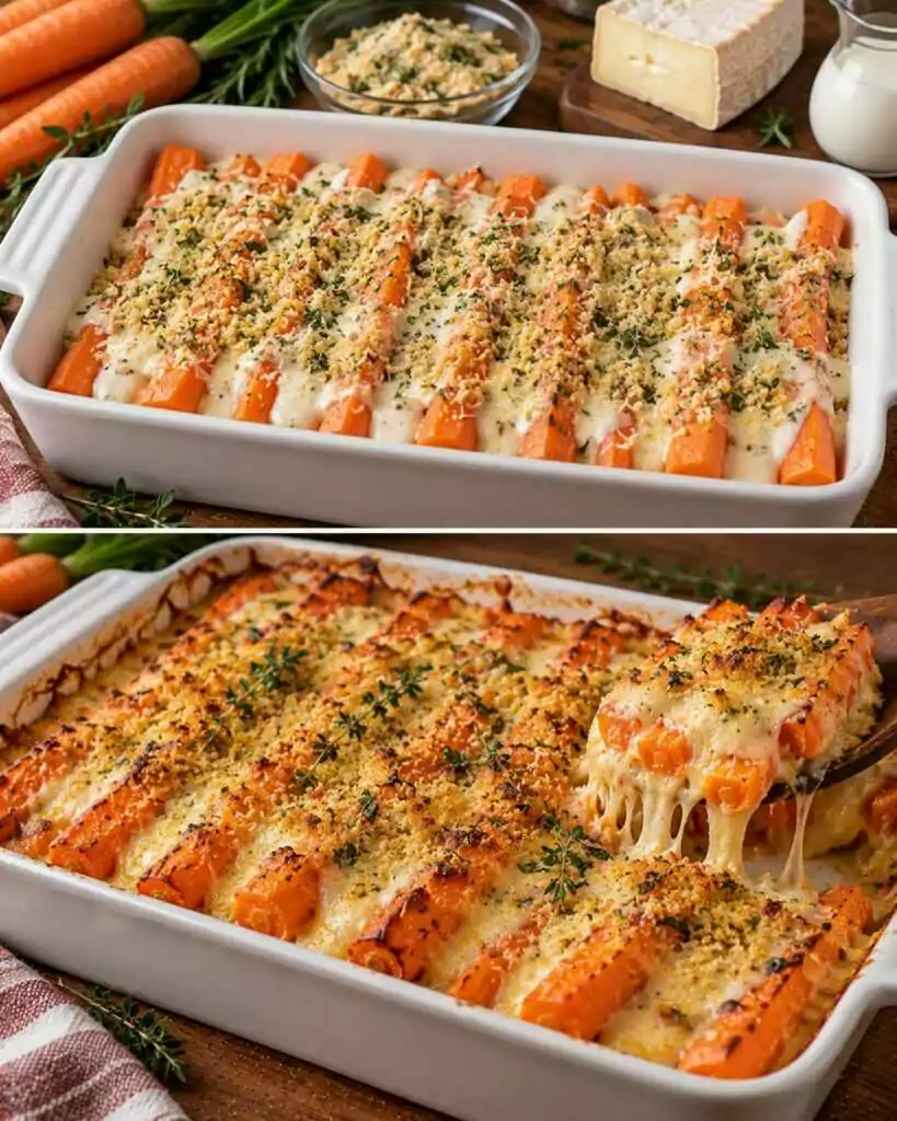Carote Gratinate con Fonduta di Taleggio e Pangrattato alle Erbe