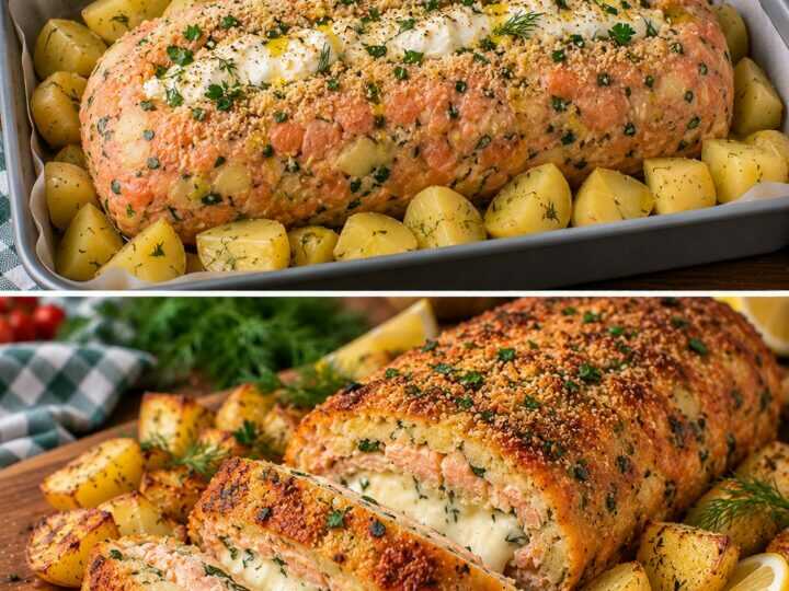 Polpettone di Salmone e Patate con Cuore di Stracchino ed Erbe Aromatiche
