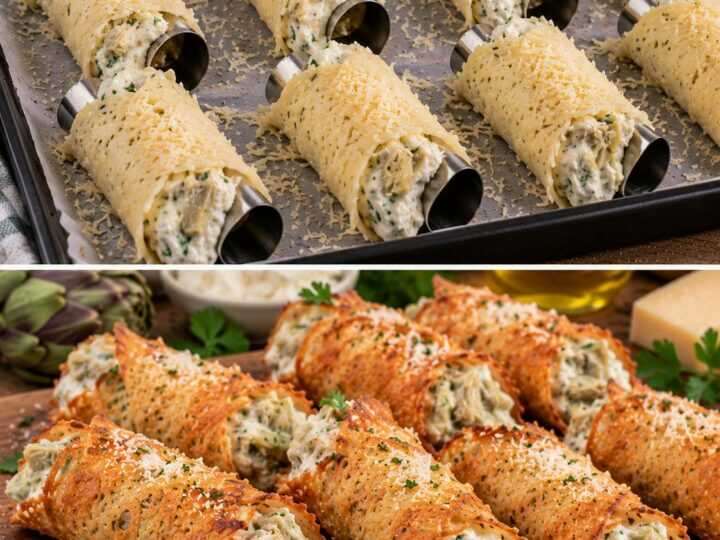 Cannoli Salati di Parmigiano con Crema di Carciofi e Ricotta