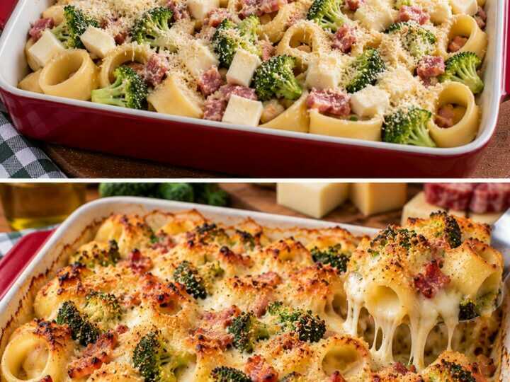 Calamarata al Forno con Broccoli, Pancetta e Scamorza Filante