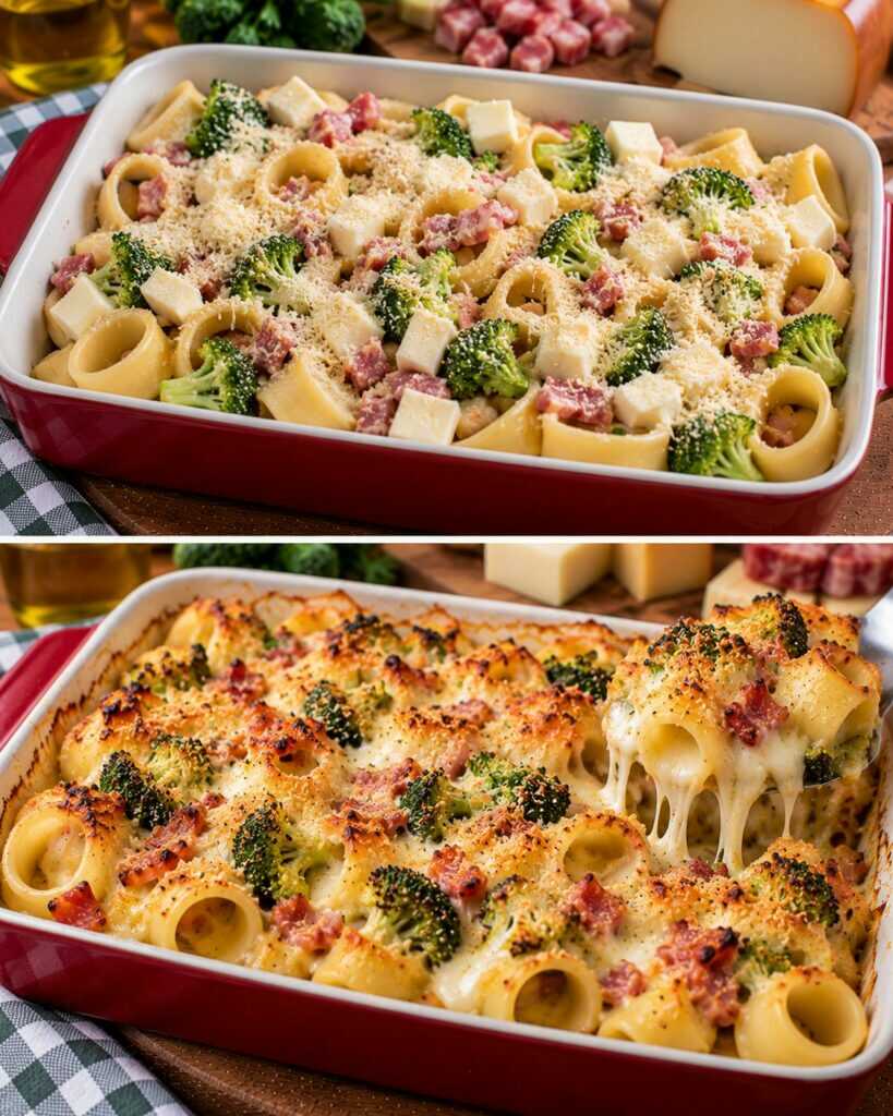 Calamarata al Forno con Broccoli, Pancetta e Scamorza Filante