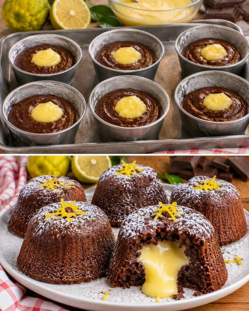 Tortini al Cioccolato Fondente con Cuore di Crema al Bergamotto