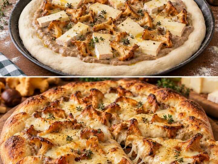 Pizza Bianca con Crema di Castagne, Funghi Finferli e Taleggio